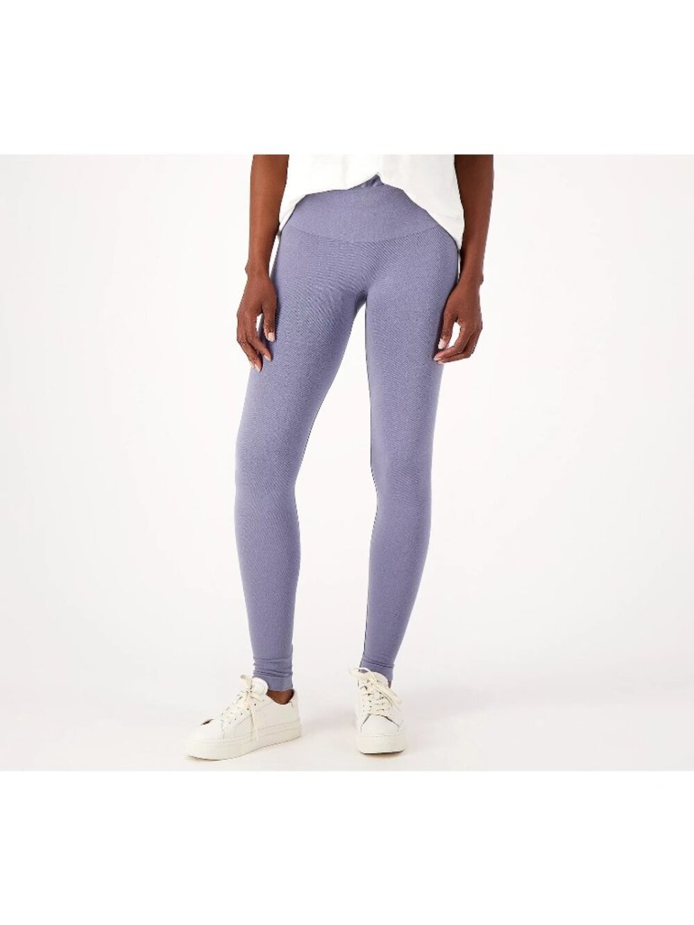 Breezies Leggings Medium Seamless Cotton Pull On High Rise Slate Blue Active NEW